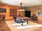 Lower level family room, heated floors, TV, Fireplace, Pool Table